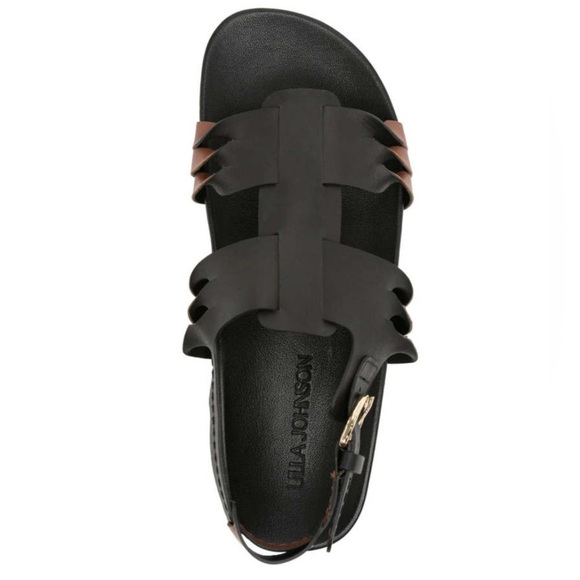 Ulla Johnson Alma Leather Twisted Contrast Strappy Sandal Black/Cognac Size 37 - Picture 4 of 12